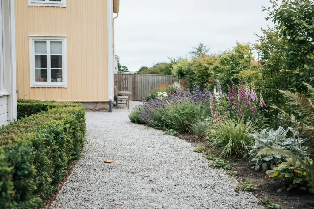 tr dg rdsanl ggning med perennrabatter och grusg ngar i luthagen uppsala
